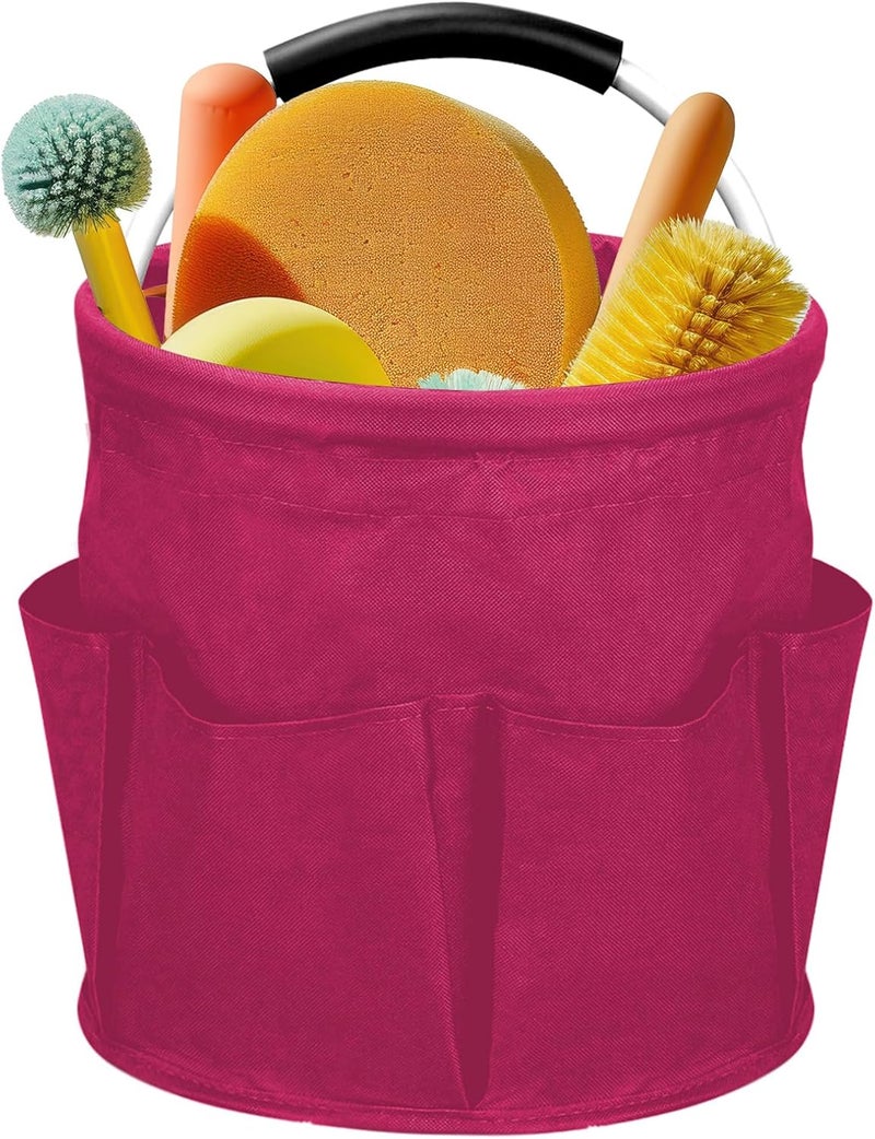 Ashmacdo Cleaning Caddy for Cleaning Supplies,17L Cleaning Supply Caddy with Handle Foldable Cleaning Supplies Organizer Bucket Cleaning Products Organizers for Home, Garden (Rose Red) - Image 1